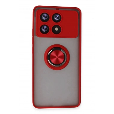 Mey İthalat®   Poco X6 Pro Kılıf Montreal Yüzüklü Silikon Kapak - Kırmızı