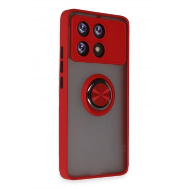 Mey İthalat®   Poco X6 Pro Kılıf Montreal Yüzüklü Silikon Kapak - Kırmızı