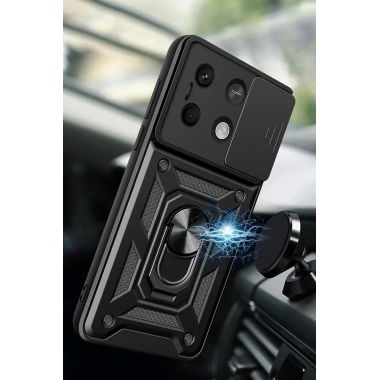 Mey İthalat®   Poco X6 Pro Kılıf Pars Lens Yüzüklü Silikon - Yeşil