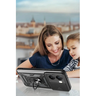 Mey İthalat®   Poco X7 Pro Kılıf Pars Lens Yüzüklü Silikon - Lacivert