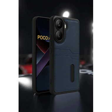 Mey İthalat® Poco X7 Pro Kılıf Sara Kartvizitli Deri Kılıf - Kırmızı