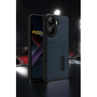 Mey İthalat® Poco X7 Pro Kılıf Sara Kartvizitli Deri Kılıf - Taba