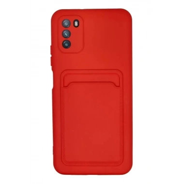 Mey İthalat®   Pocophone M3 Kılıf Kelvin Kartvizitli Silikon - Kırmızı