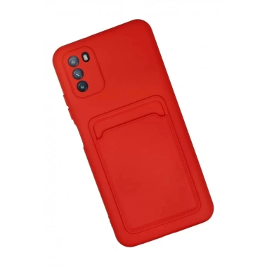 Mey İthalat®   Pocophone M3 Kılıf Kelvin Kartvizitli Silikon - Kırmızı