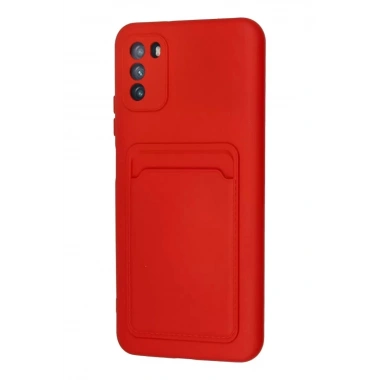 Mey İthalat®   Pocophone M3 Kılıf Kelvin Kartvizitli Silikon - Kırmızı