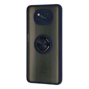 Mey İthalat®   Pocophone X3 Kılıf Montreal Yüzüklü Silikon Kapak - Lacivert
