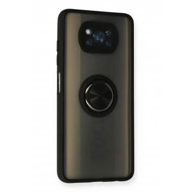 Mey İthalat®   Pocophone X3 Kılıf Montreal Yüzüklü Silikon Kapak - Siyah
