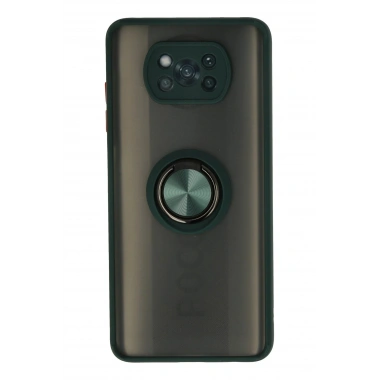 Mey İthalat®   Pocophone X3 Kılıf Montreal Yüzüklü Silikon Kapak - Yeşil
