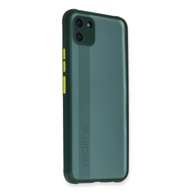 Mey İthalat® Realme C11 Kılıf Miami Şeffaf Silikon - Koyu Yeşil