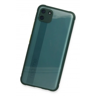 Mey İthalat® Realme C11 Kılıf Miami Şeffaf Silikon - Koyu Yeşil
