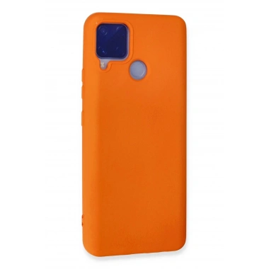 Mey İthalat®  Realme C15 Kılıf Nano içi Kadife Silikon - Turuncu