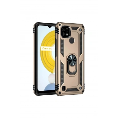 Mey İthalat® Realme C21 Kılıf Sofya Yüzüklü Silikon Kapak - Gold