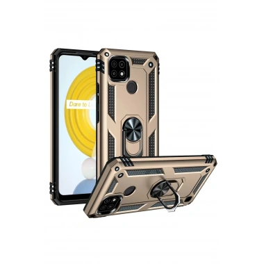 Mey İthalat® Realme C21 Kılıf Sofya Yüzüklü Silikon Kapak - Gold