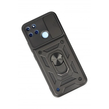 Mey İthalat®  Realme C25Y Kılıf Pars Lens Yüzüklü Silikon - Siyah