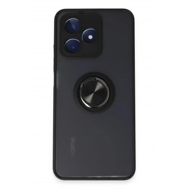 Mey İthalat®  Realme C53 Kılıf Montreal Yüzüklü Silikon Kapak - Siyah