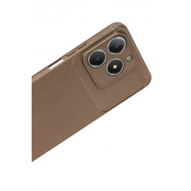 Mey İthalat®  Realme C61 Kılıf Auto Focus Karbon Kapak - Kahverengi