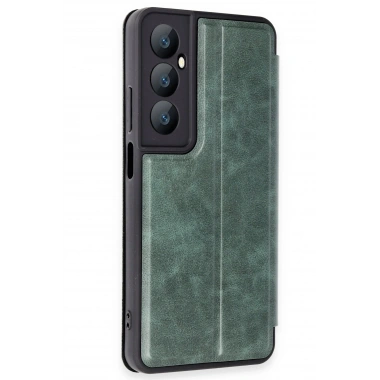 Mey İthalat® Realme C65 Kılıf Flip Cover - Koyu Yeşil
