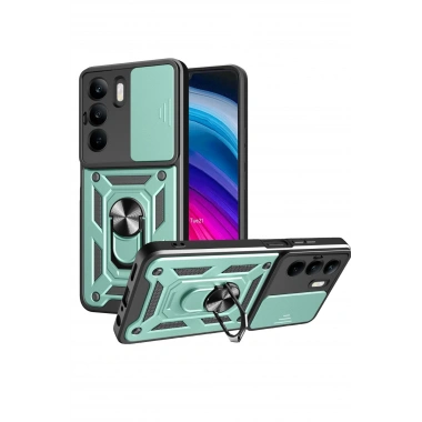 Mey İthalat®  Realme C75 4G Kılıf Pars Lens Yüzüklü Silikon - Yeşil