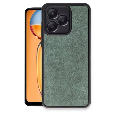 Mey İthalat®  Realme Note 50 4G Kılıf Aras Deri Kapak - Koyu Yeşil