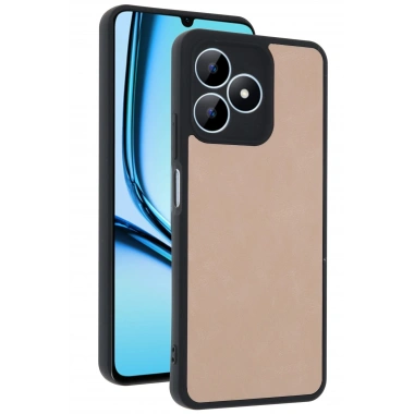 Mey İthalat®  Realme Note 50 4G Kılıf Aras Deri Kapak - Pudra