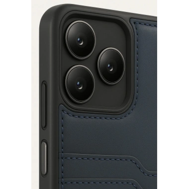 Mey İthalat® Realme Note 50 4G Kılıf Sara Kartvizitli Deri Kılıf - Lacivert