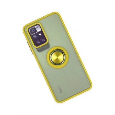 Mey İthalat®   Redmi 10 2022 Kılıf Montreal Yüzüklü Silikon Kapak - Sarı
