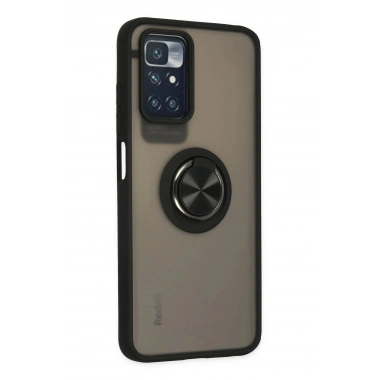Mey İthalat®   Redmi 10 2022 Kılıf Montreal Yüzüklü Silikon Kapak - Siyah