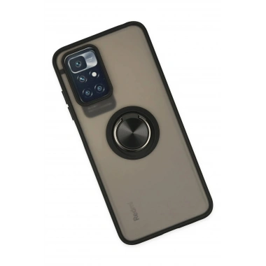 Mey İthalat®   Redmi 10 2022 Kılıf Montreal Yüzüklü Silikon Kapak - Siyah