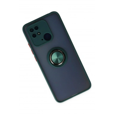 Mey İthalat®   Redmi 10C Kılıf Montreal Yüzüklü Silikon Kapak - Yeşil
