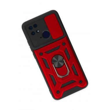 Mey İthalat®   Redmi 10C Kılıf Pars Lens Yüzüklü Silikon - Kırmızı