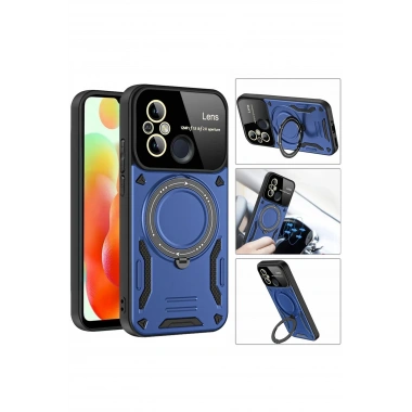 Mey İthalat®   Redmi 12C Kılıf Joy Lens Standlı Kapak - Siyah