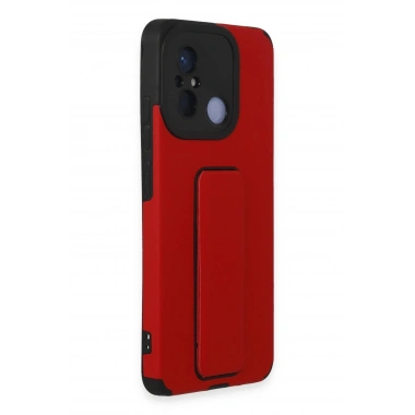 Mey İthalat®   Redmi 12C Kılıf Mega Standlı Silikon - Kırmızı