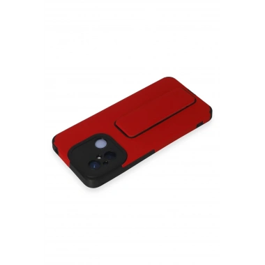Mey İthalat®   Redmi 12C Kılıf Mega Standlı Silikon - Kırmızı