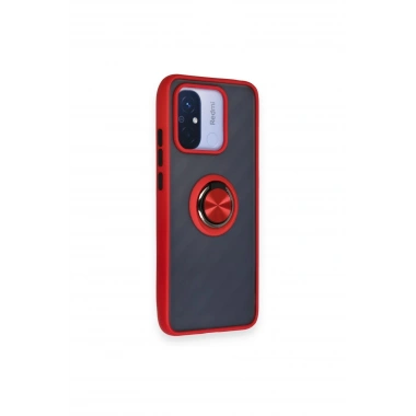 Mey İthalat®   Redmi 12C Kılıf Montreal Yüzüklü Silikon Kapak - Kırmızı