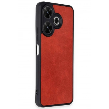 Mey İthalat®   Redmi 13 4G Kılıf Aras Deri Kapak - Kırmızı