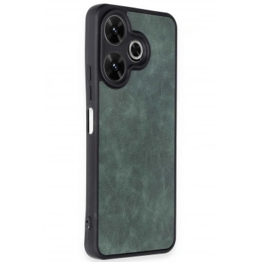 Mey İthalat®   Redmi 13 4G Kılıf Aras Deri Kapak - Koyu Yeşil