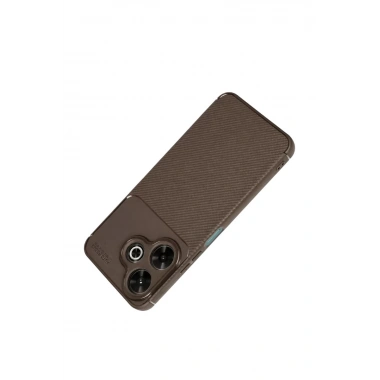 Mey İthalat®   Redmi 13 4G Kılıf Auto Focus Karbon Kapak - Kahverengi