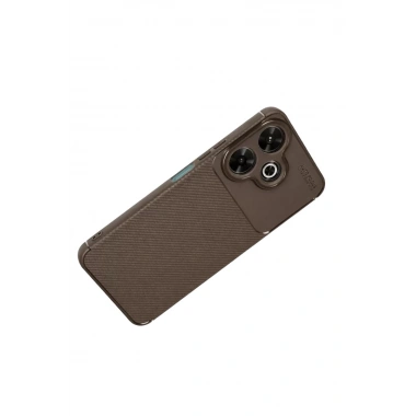 Mey İthalat®   Redmi 13 4G Kılıf Auto Focus Karbon Kapak - Kahverengi
