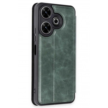 Mey İthalat® Redmi 13 4G Kılıf Flip Cover - Koyu Yeşil