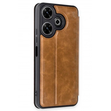 Mey İthalat®   Redmi 13 4G Kılıf Flip Cover - Taba