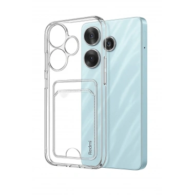Mey İthalat®   Redmi 13 4G Kılıf Kart Şeffaf Silikon - Şeffaf