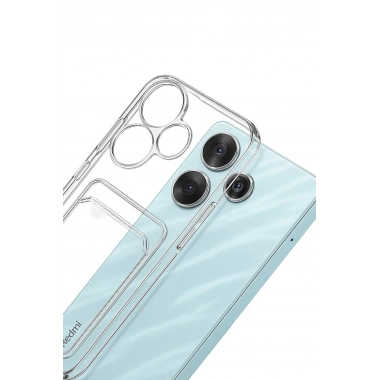 Mey İthalat®   Redmi 13 4G Kılıf Kart Şeffaf Silikon - Şeffaf