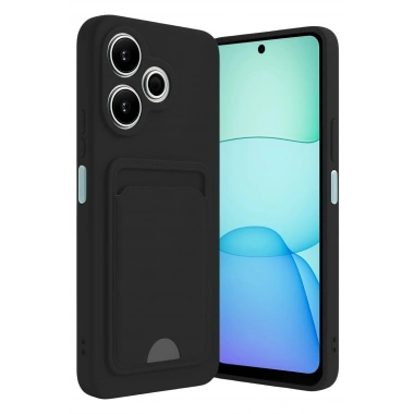 Mey İthalat®   Redmi 13 4G Kılıf Kelvin Kartvizitli Silikon - Siyah