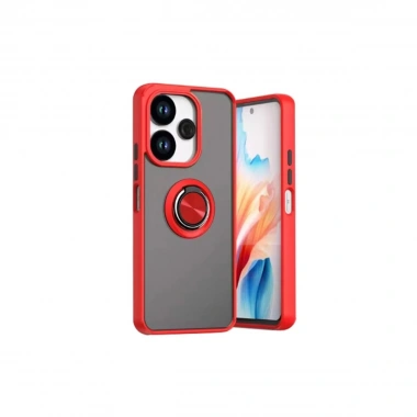 Mey İthalat®   Redmi 13 4G Kılıf Montreal Yüzüklü Silikon Kapak - Kırmızı