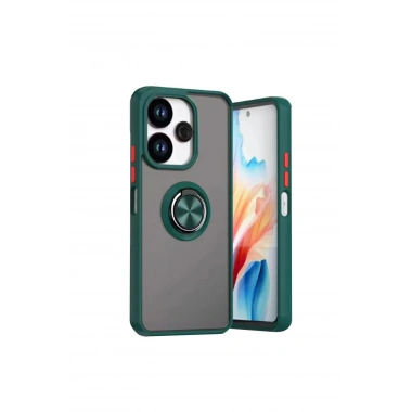 Mey İthalat®   Redmi 13 4G Kılıf Montreal Yüzüklü Silikon Kapak - Yeşil