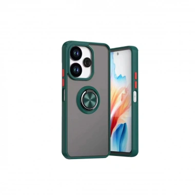 Mey İthalat®   Redmi 13 4G Kılıf Montreal Yüzüklü Silikon Kapak - Yeşil
