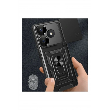Mey İthalat®   Redmi 13 4G Kılıf Pars Lens Yüzüklü Silikon - Gold