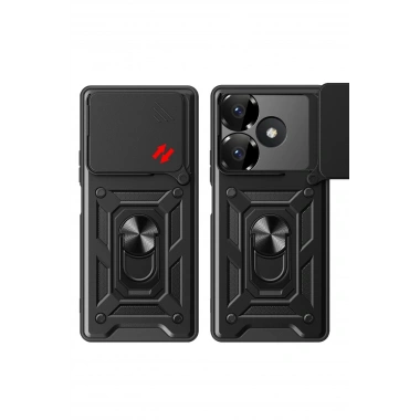 Mey İthalat®   Redmi 13 4G Kılıf Pars Lens Yüzüklü Silikon - Gümüş
