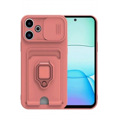 Mey İthalat®   Redmi 13 4G Kılıf Zuma Kartvizitli Yüzüklü Silikon - Pembe