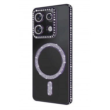 Mey İthalat®   Redmi 13C Joke Simli Magneticsafe Kılıf - Derin Mor
